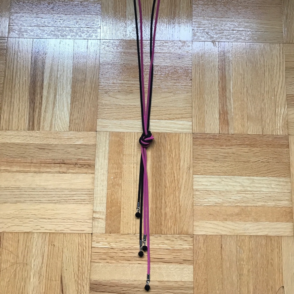Reitmans Long Pink/Black Mesh Necklace - BNWT